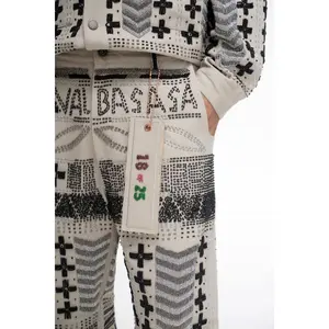 Dedication White Multi Hand Beaded Pants