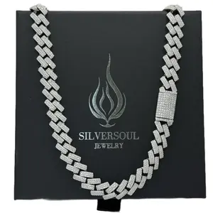 12MM MONACO CHAIN CZ STONE Statement Necklace Chunky Necklace Cross Pendant Jewelry