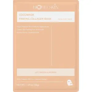 BIOHD SKIN COCOMASK Firming Collagen Facial Sheet Mask, Coconut Extract & Collagen-PAD-Co, Hydrating At-Home Face Mask, 1 Sheet, 1.34 oz