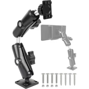 Extended Dual Arm  Mount for  Screen -  Alloy Arm & AMPS Square Plate Base, Drill  Mount for