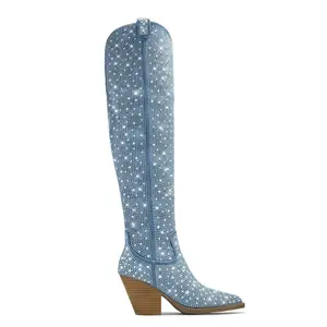 Nights In Nashville Embellished Cowgirl Boots - Denim