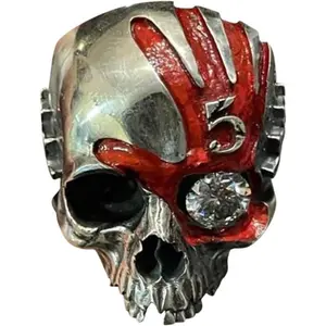 Five Finger Death Punch Skull Ring,Retro Halloween Deathskull Ring,Silver Black Gothic Death Style Jewelry, Skull Rings for Men