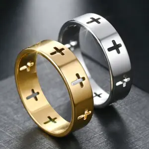 18K Gold/Silver Cross Couple Rings, Couple Jewelry, Exquisite Valentine's Day Statement, Wedding Party, Father's Day Jewelry Gift
