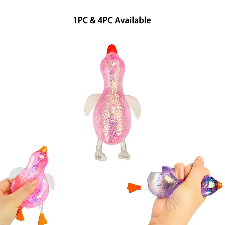 Duck Shape Sugar Squishy Stress Ball - Glitter Fidget Toy for Stress Relief, Unisex Gift Idea for Office & Easter Baskets, Squishies for Ages 3+