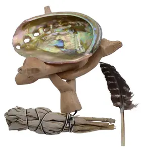 White Sage Kit – Complete Ritual Set with Abalone Shell &amp; Feather