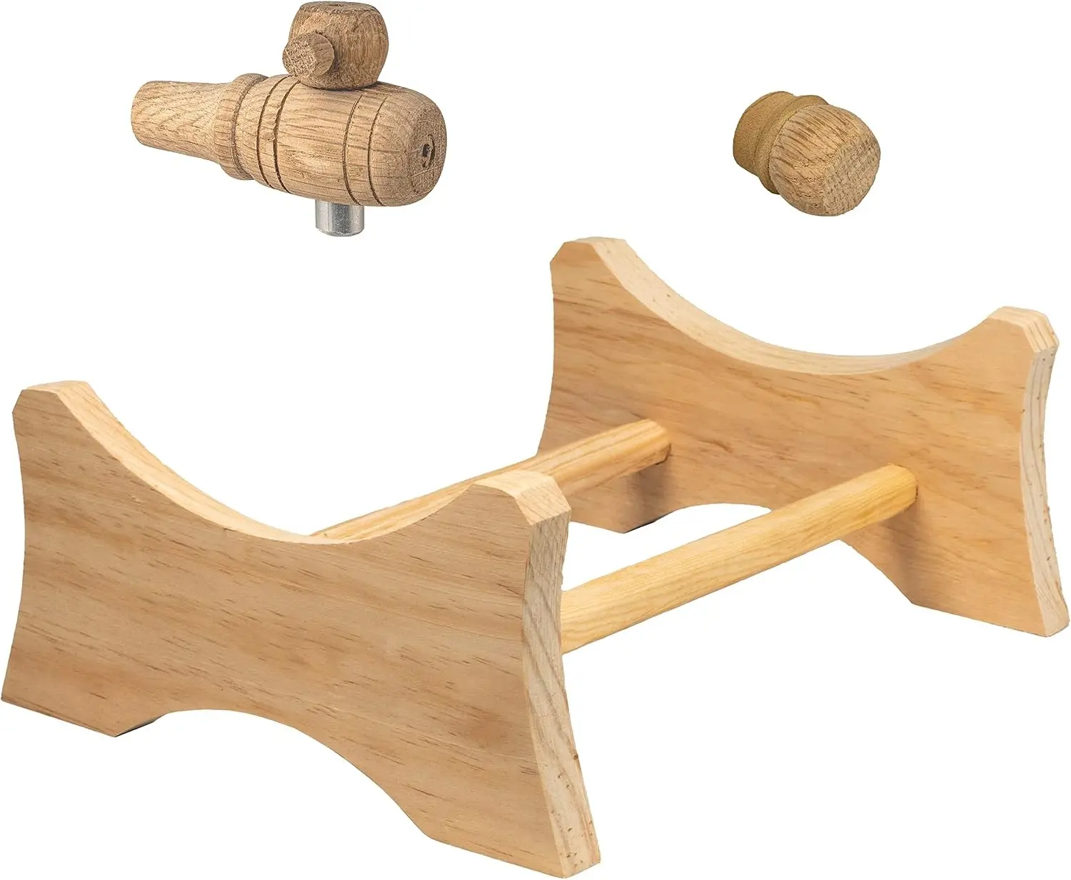 Wooden Barrel Stand, Oak Barrel Holder Cradle Rack, 3 4 Inch Bung & Spigot | Heritage Cask Accessories for 5 Gallon, 20 Liter Whiskey, Bourbon & Wine Aging Barrels, for Home Winemaking & Spirits