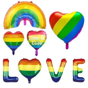 8PCS Rainbow Party Balloon Set Colorful Latex & Foil Balloons for Birthdays, Pride Day & Event Decorations