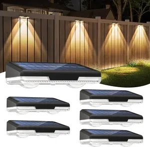 Outdoor solar fence lights, 9 modes RGB solar-powered wall lights, IP65 waterproof LED deck step lights for patio, pool, yard, garden, and gate decor