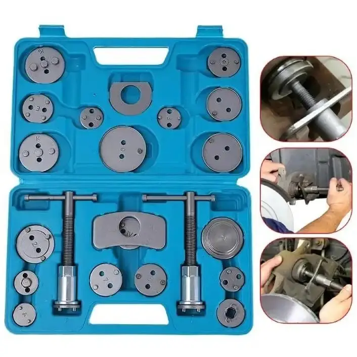 【FathersDayGift】22pcs Brake Caliper Tool, Heavy Duty Disc Brake Caliper Tool Set, Wind Back Kit for Brake Pad Replacement, Master Disc Brake Caliper Tool Kit Fits Most American, European Makes/Models (Blue),For DIY car owner,fathersday gift ,dad gift