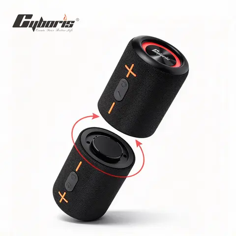CYBORIS 2-in-1 Wireless Portable Bluetooth Boombox Speaker - 20W Stereo Audio, IPX6 Water Resistant, Bluetooth 5.3, Home Theater Surround Sound, Modern Style, Charging Button, USB Type C, 18M Range, Music-Sync LED Lights, for Music Lovers (Birthday Setup)