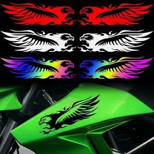 Eagle & Flame Pattern Car Sticker, PVC Waterproof Vinyl Sticker, Car Exterior Decoration Accessories for Motorcycle Gas Tank Side Panels Scooter Body Trucks Car Rear Windshield Bumper