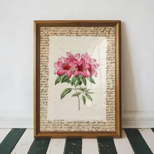 Vintage Pink Botanical Wall Art – Floral Poster Print, Rustic Cottagecore Home Decor for Living Room, Pink Gallery Wall Art, Unframed | 5 Sizes (8x12–27x40 inch)