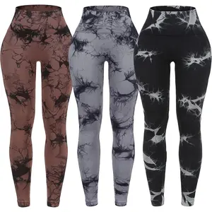 3 Pack Tie Dye Seamless High Waisted Workout Leggings for Women Scrunch Butt Lifting Yoga Gym Athletic Pants