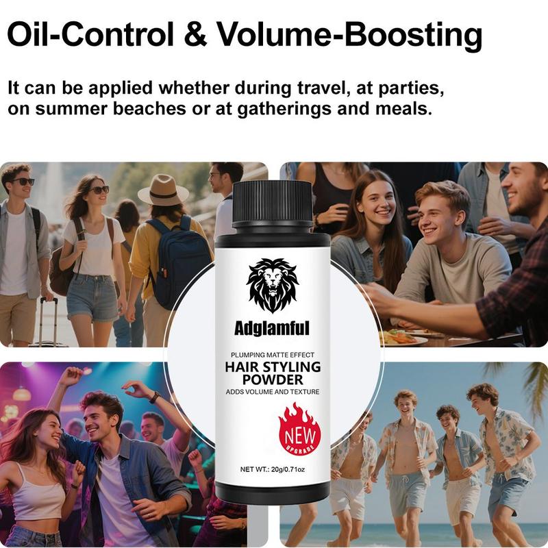 Adglamful Hair Styling Powder – Volumizing Root Booster, Hair Texture Powder & Texturizing Powder for Men & Women, Matte Finish, Oil Control, Lightweight, No Residue, Travel-Friendly Haircare,20g