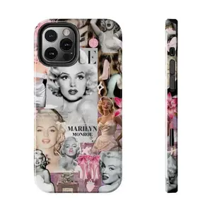 Marilyn Monroe Vintage Hollywood Glamour Collage Custom Rubber-Polycarbonate Tough Smartphone Case - Heavy-Duty Shockproof Protection Cover for iPhone 17 Pro Max,16 Air,15,14,13,12,11 - Handheld Cellphone Devices Accessory Gift