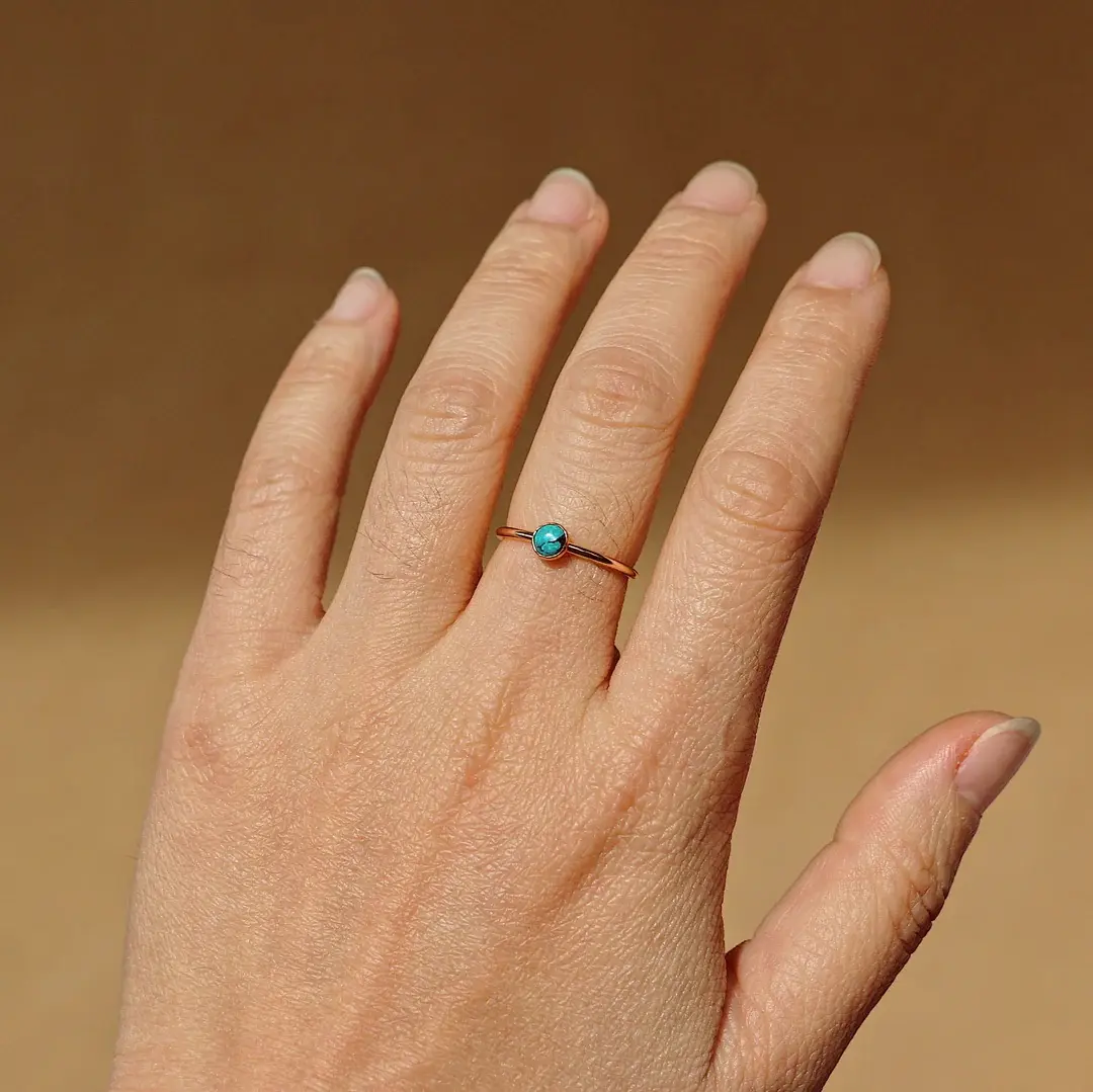 Turquoise Ring | December Birth Month Crystal Rings | Natural Crystal Rings
