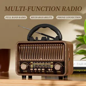 Retro Vintage Portable Radio AM FM SW,Transistor Radio Battery Powered&Rechargeable, Shortwave Support Mirco-SD/TF Card AUX USB Player, Bluetooth Speaker for Home/Outdoor