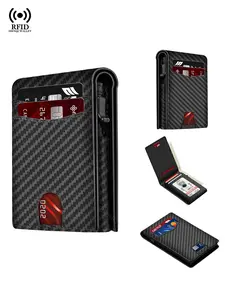 Men's Business Rfid Blocking Wallet, Simple Plain Multi Card Slots Wallet, Hold 12 Cards, Pop Up Metal Card Case, ID Window, Fashion Card Holder Wallet for Men