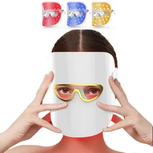 3-Color LED Light Therapy Mask，Portable & Rechargeable，3 Modes，Facial Skincare Device for Women, Home & Travel Use，Christmas & New Year Gift，Girl gift