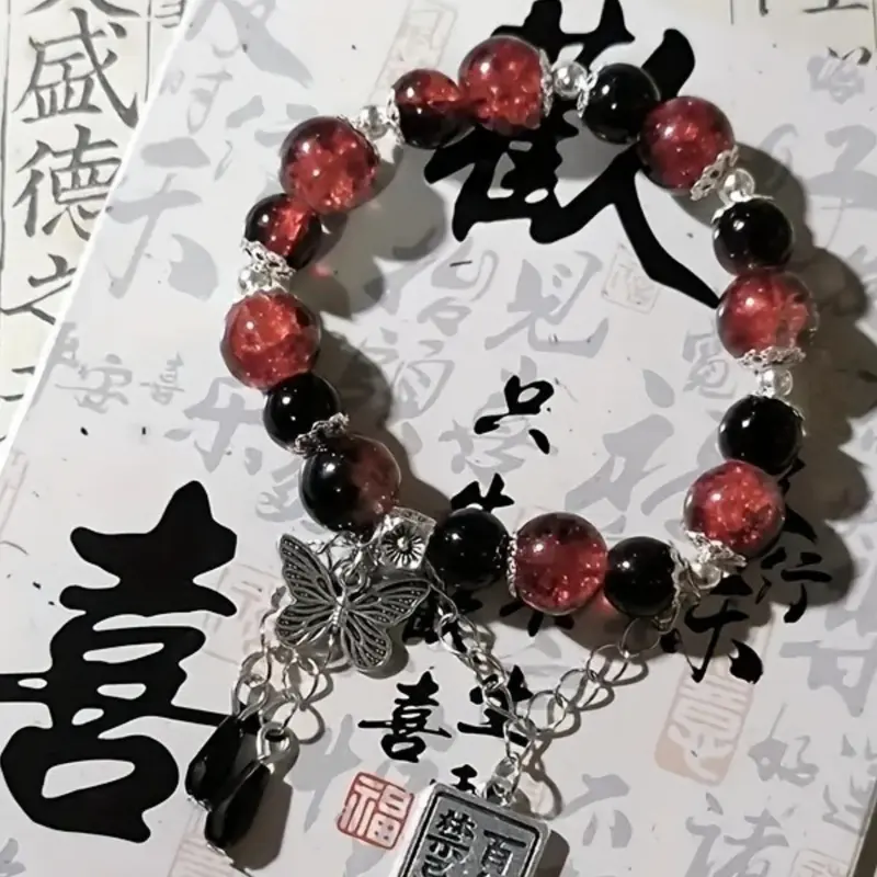 Anime Couple Bracelets, Hua Cheng & Xie Lian Inspired Beaded Friendship Bracelets with Gift Card, Fashion Accessories for Women & Men, Fashionable Bracelet Style, Double Layered Bracelets, Heart Charm Bracelet, Stackable Bracelets, Bracelet with Charms