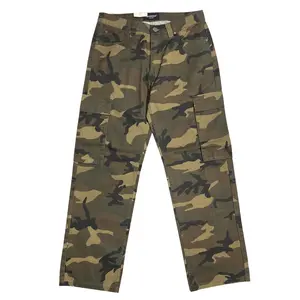 VICTORIOUS Men's Baggy Fit Cargo Camo Pants 100% Cotton Camouflage Menswear