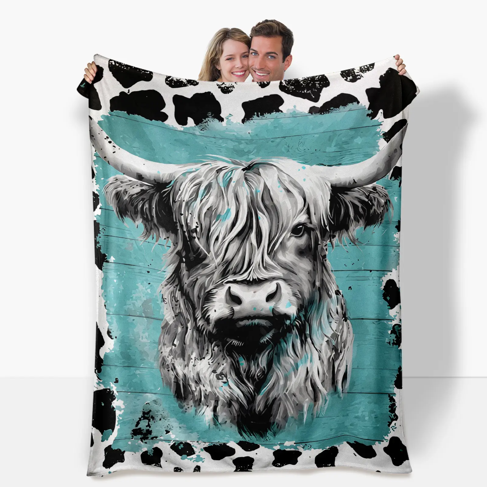1 Piece Cow Pattern Flannel Fleece Blanket Nap Blanket Sofa Bed Sofa Warm Cozy Soft Furry Blanket Gift Home Comfort Lightweight Blanket Sofa Bed Cover Travel Camping Living Room Office Sofa Chair Bed Flannel Fleece Blanket
