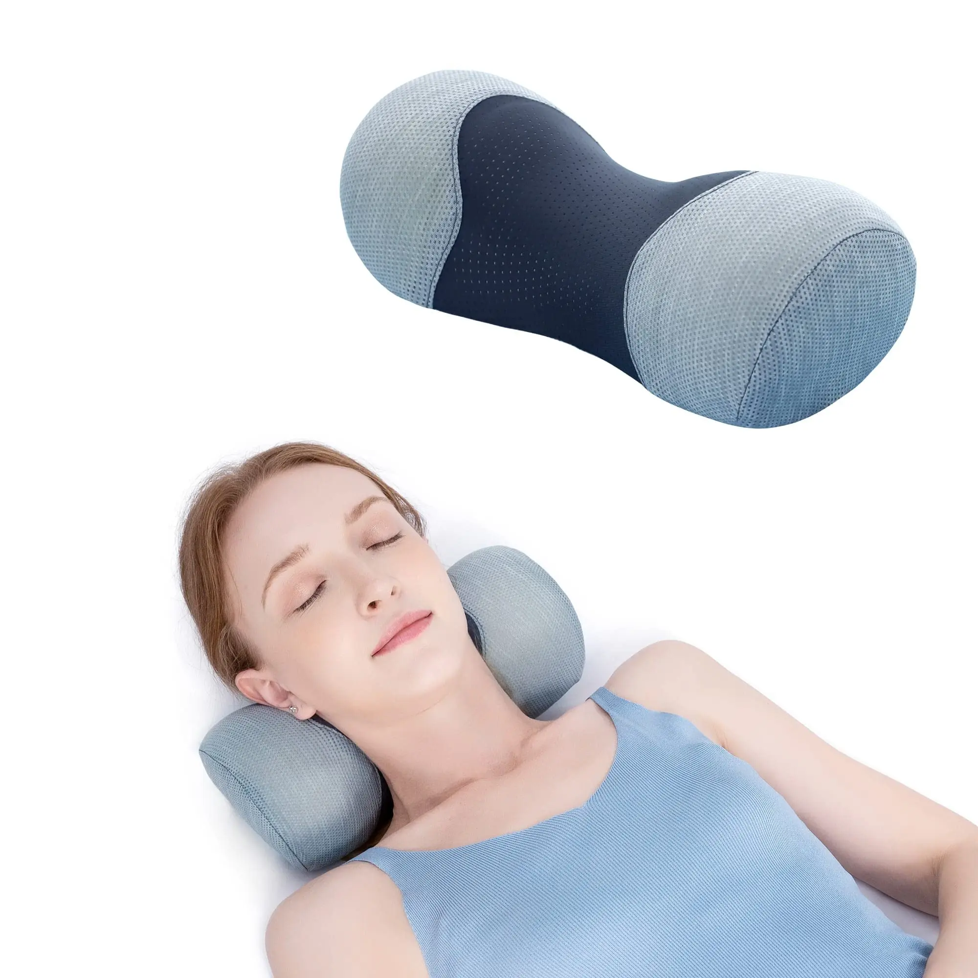 Say Goodbye to Neck Pain with Bespilow Small Neck Support Pillow,Cervical Neck Roll Memory Foam Pillow,Cervical Traction Device,Neck Stretcher for Tension Muscle Relief,Neck & Shoulder Pain Relaxer