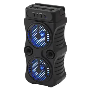 Dual 3" Mini Tower Wireless Speaker, Portable Bluetooth Party Sound Box with RGB LED Lights, TWS-Ready Rechargeable Small Audio System with FM Radio, USB & TF Card Ports