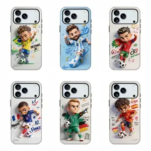3D Cartoon Soccer Superstar Phone Case, National Team Jersey Case,Messi Neymar Mbappe Lamine Yamal Manuel Neuer CR7 Ronaldo National Team Jersey Graffiti Shockproof Protective Cover For iPhone11 12 13 14 15 16 17 pro max and Samsung.Sports Fan Gift