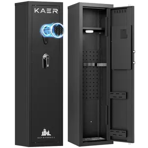 KAER 3-5 Gun Safe with Anti-Theft Plate, Rifle Safe for Living Room with Alarm System, Removable Shelf, LED Light, Easy Assembly for Bedroom, Garage