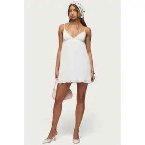 Lacey Pleated Chiffon Mini Dress