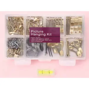 225-Piece Heavy Duty Wall Hanging Kit with Nails, Wire, Screw Eyes, D-Ring and Sawtooth Hardware for Picture Frame Mounting, Secure Picture Hangers, Reusable Hanging Kit for Wall Decor, Complete Hanging Set