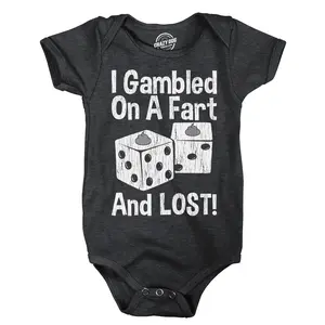 I Gambled On A Fart and Lost Baby Bodysuit Funny Sarcastic Poop Graphic Novelty Jumper for Infants Funny Baby Onesies Adult Humor Clothes for Baby Funny Sarcastic Onesie Novelty Onesie Black -