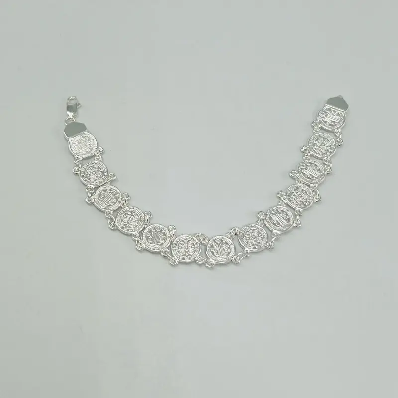 925 Sterling Silver San Benito Medal Bracelet, Size 7