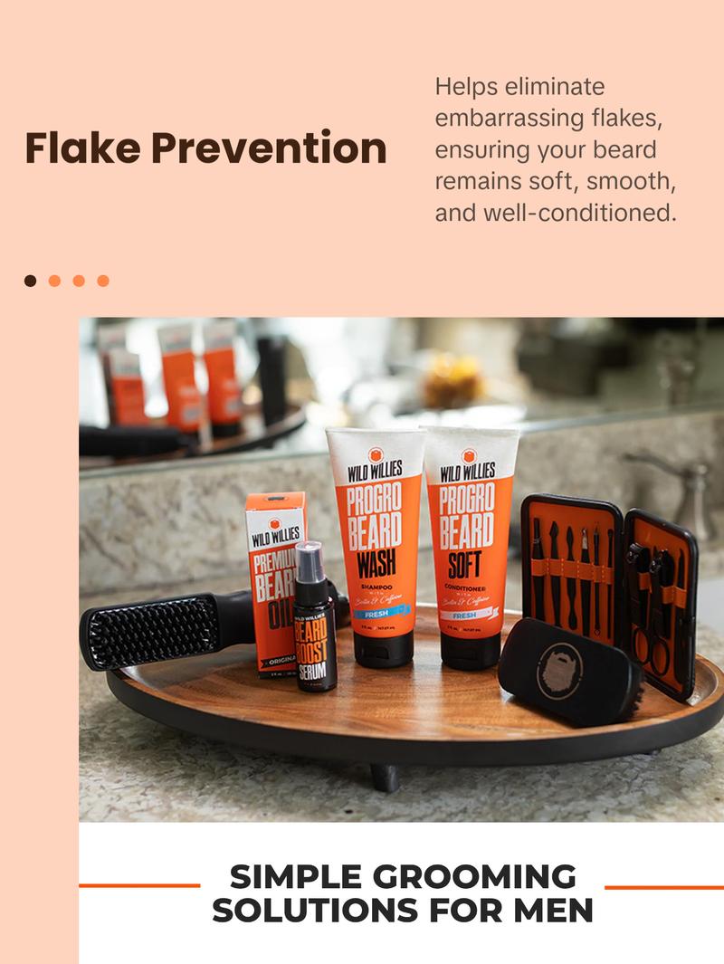 Wild Willies Beardruff Relief Kit - Itch and Flakes Stopper with Progro Beard Wash & Conditioner - Soothes Softens Conditions Beards - US Hair Care Solution