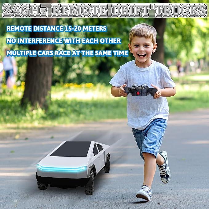 Remote Control Car Truck, 2.4GHz All Terrain High Speed RC Car for Boys Aged 3-8, 8-12, 1:24 Diecast Metal Toy Trucks with Lights, Electric Vehicle Toys for Kids, Gifts for Kids
