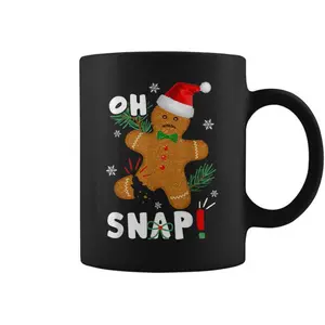 Gingerbread Santa Hat Oh Snap Christmas Coffee Mug