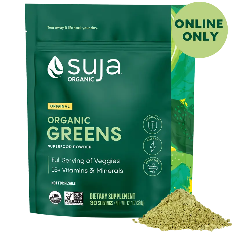 Suja Organic Greens Superfood Powder (30srv) - 40+ Functional Ingredients, Greens, 15+ Vitamins & Minerals, Probiotics, Adaptogens