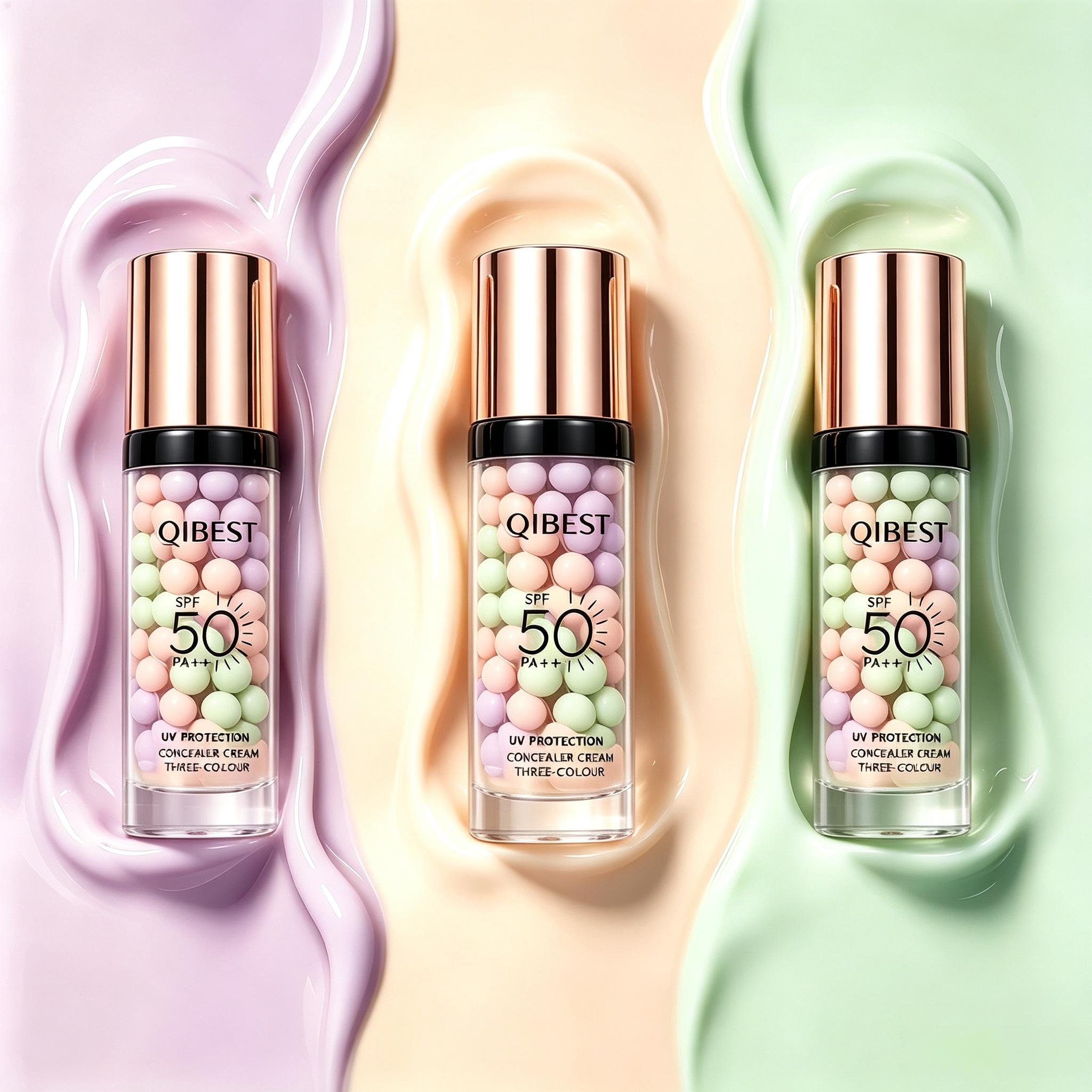 SPF50 3-Color Color Correcting Face Primer for Makeup, Waterproof Sweatproof Isolation Cream, Oil-Control Moisturizer Mattifying Hydrate Perfect Daily Sunscreen Base, Mattifying Primer, Perfect Primer