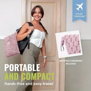 Ultra-Soft 2-in-1 Flannel Travel Blanket with Pillow - Embroidered, Portable Luggage Cover & Backpack Clip, Foldable Multi-Use Shawl for Office, Sofa - Perfect for Airplane & Car