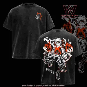 My Hero Academia Bakugo T-Shirt – Vintage Washed Katsuki Bakugo Explosion Quirk Anime Graphic Tee, UA Hero Manga Print, Oversized Soft Cotton Streetwear, Unisex Casual Apparel, Gift for MHA Fans