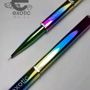 Exotic Nails Perfect Liner Rainbow Square Nail Brush with Synthetic Hair for Precise Detailing & Professional Nail Art Results