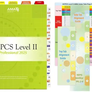 Book Index Tabs for HCPCS 2025 Level II Professional Edition (AMA), Color-Coded & Laminated, 90 Printed Tabs with Blanks, Alignment Guide & Page Numbers Sheet Included, -Resistant &