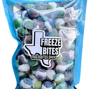 Sour Blue Raspberry Flavor Rainbow Blasters 4.5oz, Fruity Sweet Crunchy Candy Snack, Freeze-dried Bonbon Treat