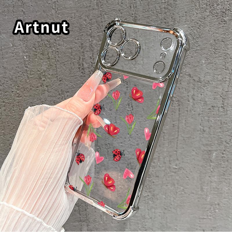 Cute Ladybug Pattern Anti-drop Phone Case for iPhone 17 Air 16E 15 Pro Max 14 Plus 13 12 Promax 11 Durable Total Protective Shockproof Transparent Cover Casing