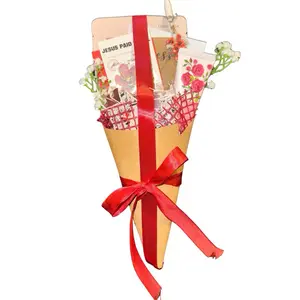 Puzzle Bouquet: Suprise Scripture on the Topic of JESUS, Artificial Flowers, Cross Necklace, Floral Cross Keychain, Face mask, Eye mask, Hand lotion + Mini pass-along verse activity