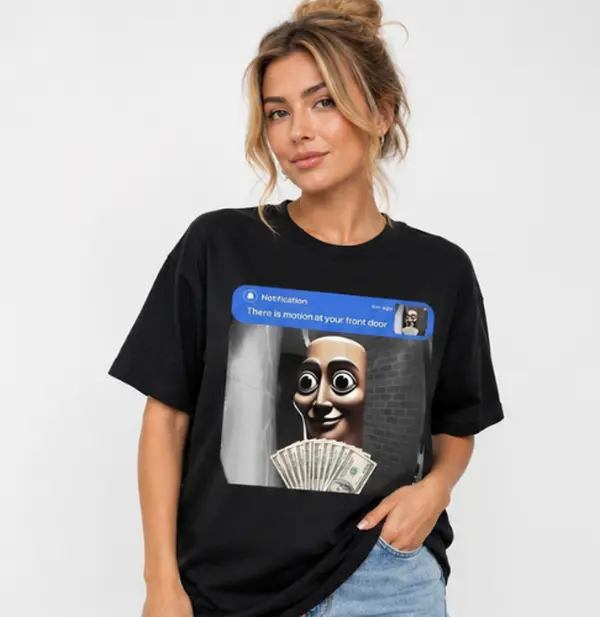 “There is movement at your front door” Tung Tung Tung Sahur meme cotton T-shirt Casual Crewneck Top Womenswear Graphic Piece Print Trend summer Tee Shortsleeve Streetwear Tshirt