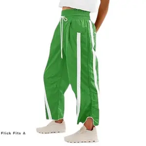 Casual Loose Wide-Leg Pants Women's Drawstring Elastic Waist Color-Block Sweatpants Women's Bottoms
