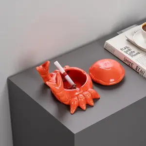 Crab-Shaped Resin Ashtray With Lid Windproof Smoker Gift for Men Women Indoor Outdoor Terrace Porch Creative Desktop Decoration Office Home Unique Birthday Christmas Present