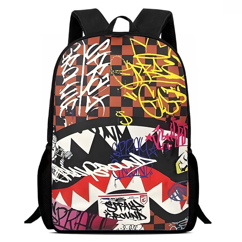 Fashionable Shark Pattern Backpack, Casual Large Capacity Backpack for Men, Business Style Travel Backpack for Daily Use, Casual Daypack